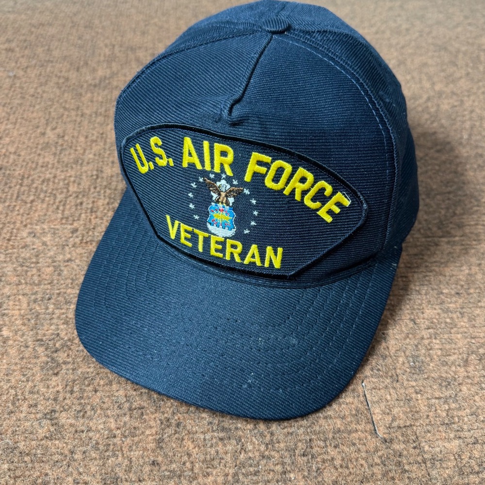 Eagle Crest US Air Force Veteran Hat Navy Blue Snapback Military Cap Made in USA